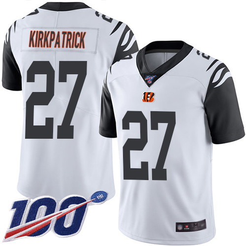 Cincinnati Bengals Limited White Men Dre Kirkpatrick Jersey NFL Footballl #27 100th Season Rush Vapor Untouchable->youth nfl jersey->Youth Jersey